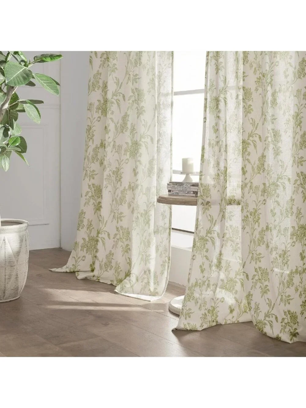 Sage Green Floral Curtains - 52